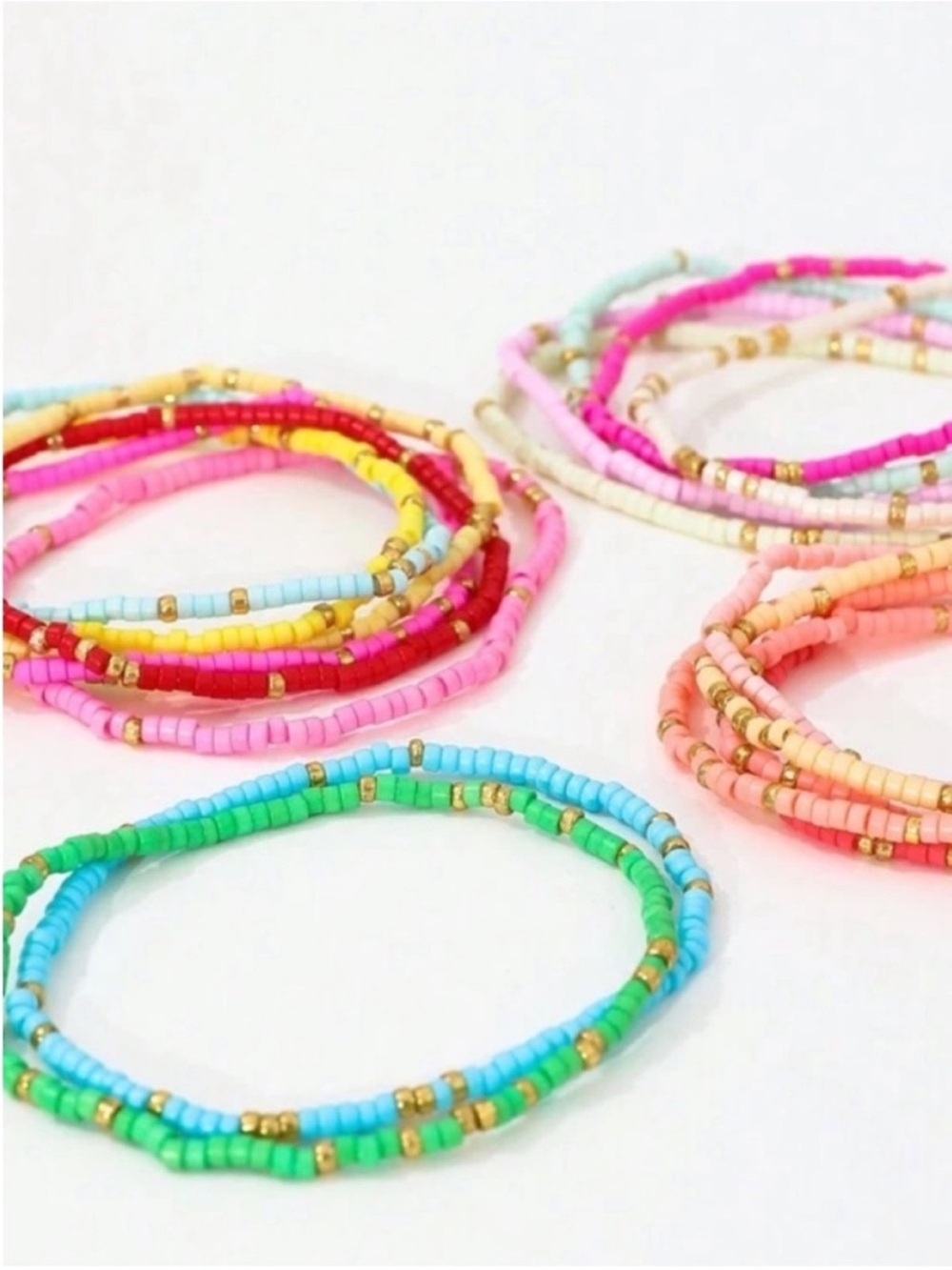 New! Preppy Colorful Mixed Color Beaded Bracelet Stack Set (18 piece) NWOT 1046